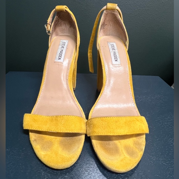 Steve Madden suede mustard yellow heeled sandals size 10 - Picture 2 of 4